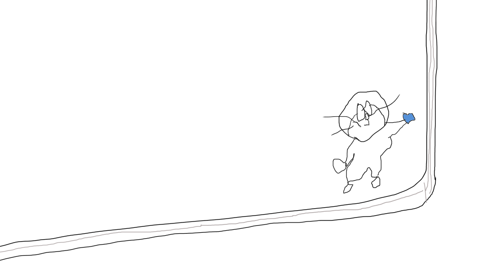 机の上に描かれたドラえもん