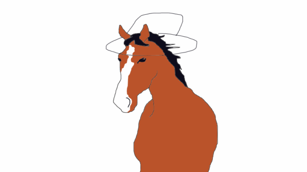 帽子をかぶった馬