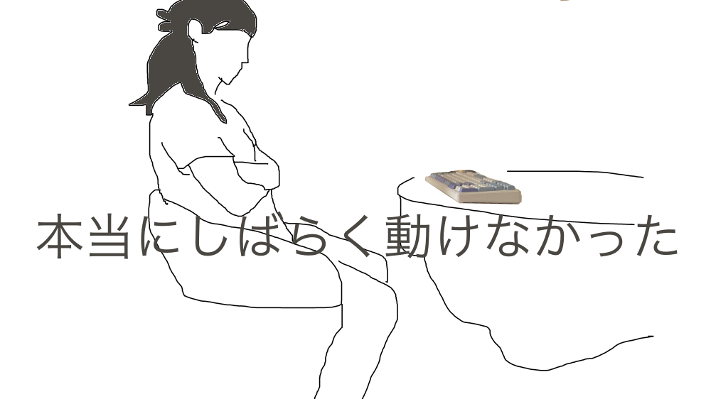 キーボードを見てる(テキスト付